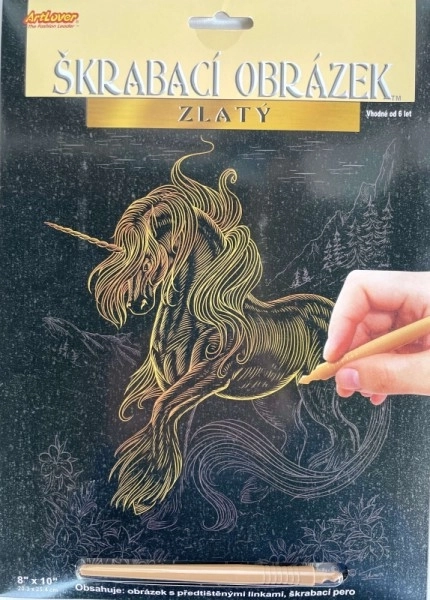 Golden Scratch Art Unicorn Picture