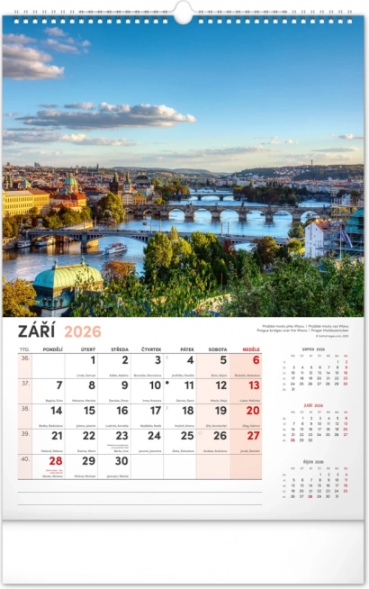 Calendrier mural Prague 2026