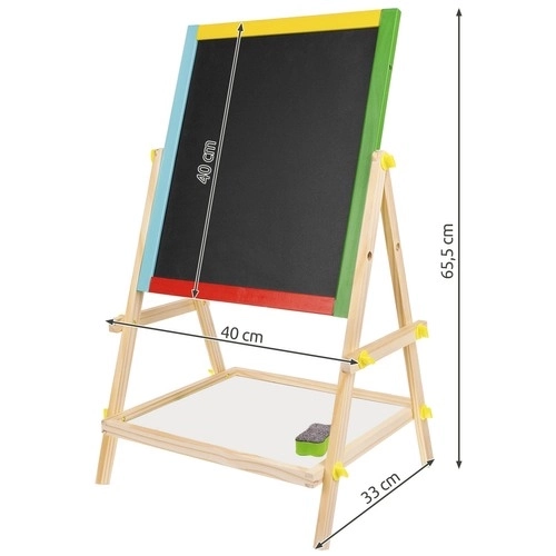 Children's Wooden Double-Sided Rotating Chalkboard and Whiteboard