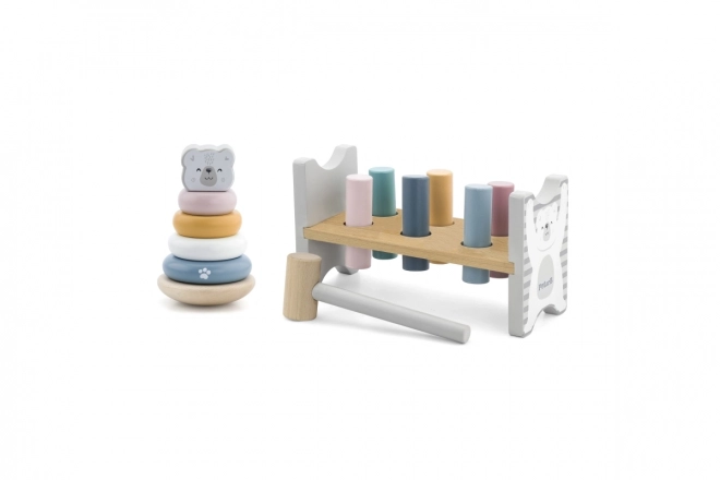 Wooden Hammer Toy and Stackable Polar Bear Pyramid