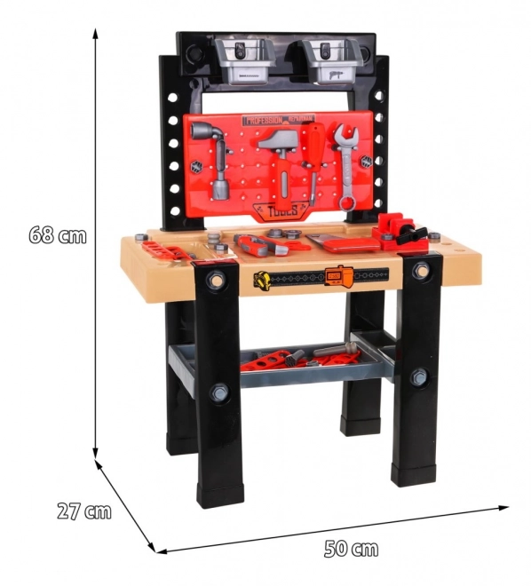 Children's Workshop Table Set with 64 Tools and Accessories