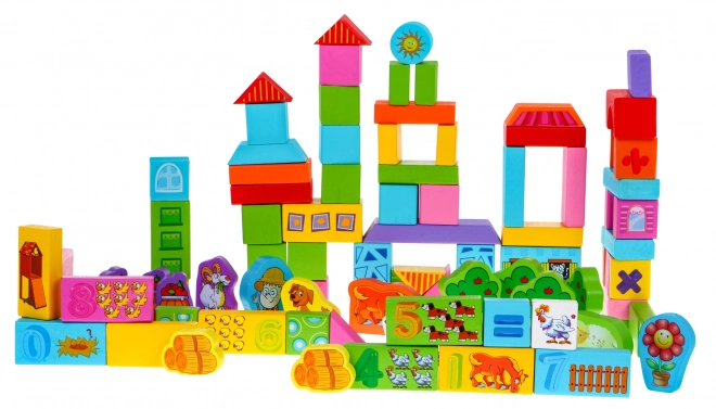 Wooden Block Set Farm for Kids 3+