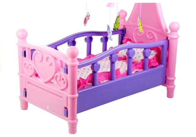 Large Doll Crib with Mobile and Bedding