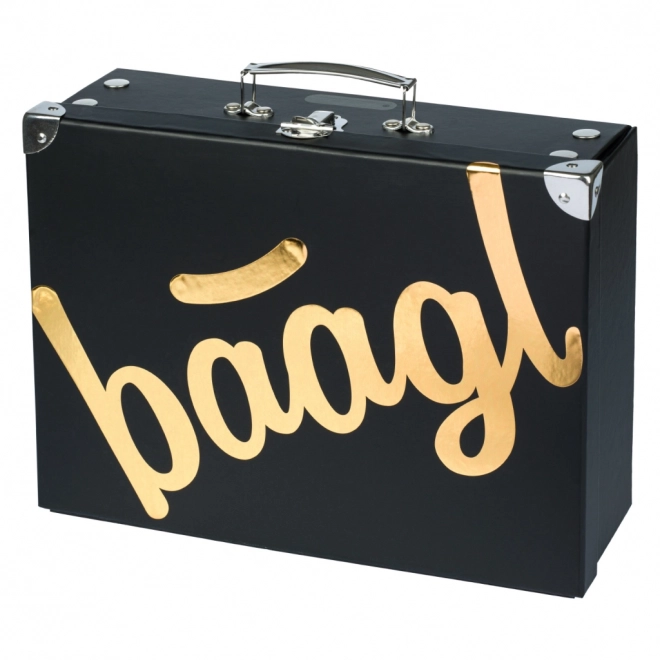 Baagl Foldable School Suitcase Gold with Metal Trim