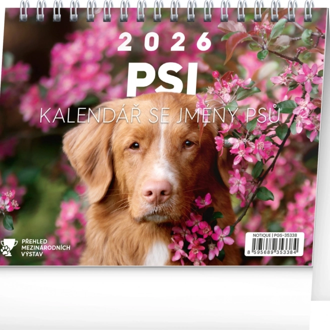 Desktop Calendar Dogs with Dog Names 2026