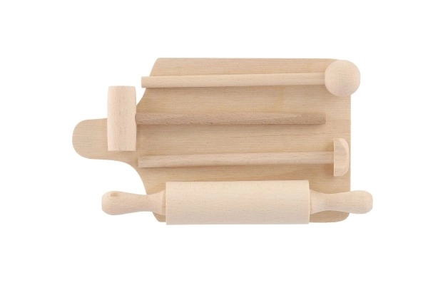 Wooden Kitchen Play Set - Cutting Board, Rolling Pin, Mallet