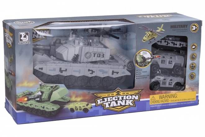 Friction Powered Launch Tank Toy with Vehicles