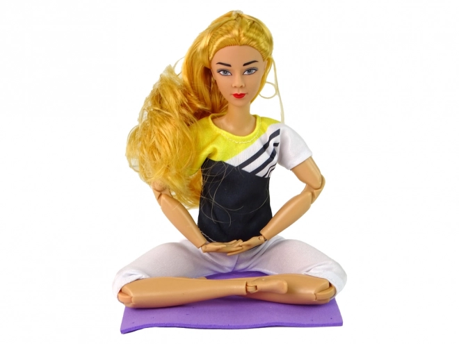 Yoga Doll with Blonde Hair and Mat