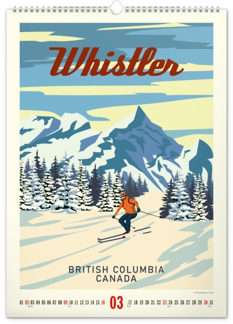 Wall Calendar Travel Posters - Mountains 2025