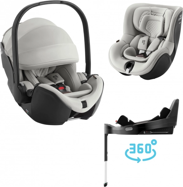 Britax Römer Baby-Safe Pro Lux autósülés Vario Base 5Z és Dualfix 5Z alappal, Linen Grey színben