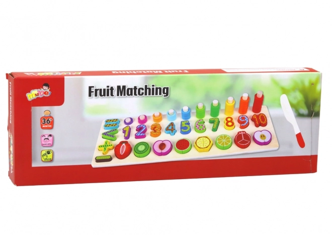 Educational Wooden Sorting Board for Math Learning with Fruits