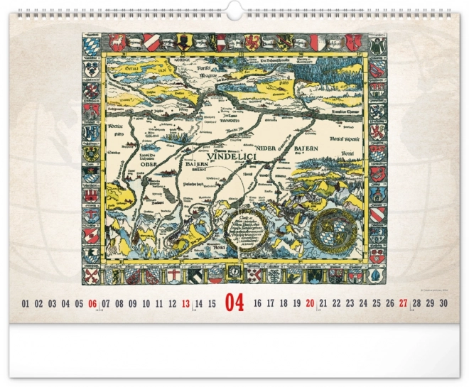 Wall calendar old maps 2025