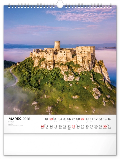 Wall Calendar Notable Sites of Slovakia 2025