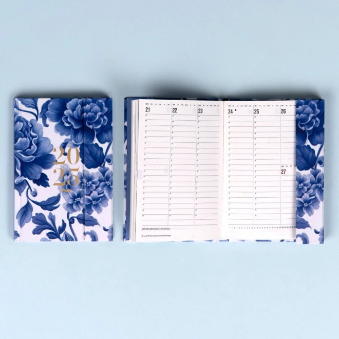 Weekly Magnetic Diary Blue Floral 2025