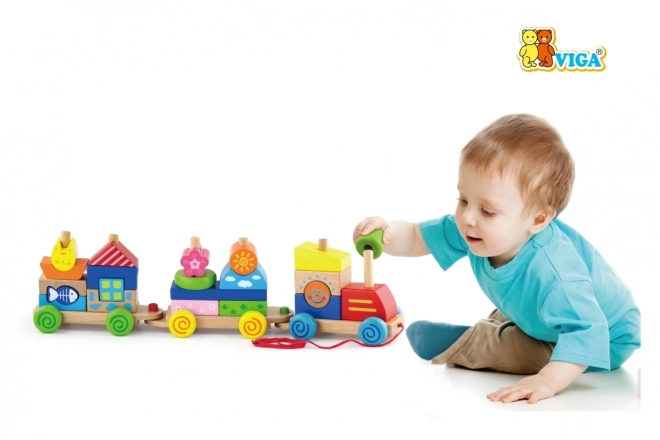 Wooden Train Pull Toy and Puzzle