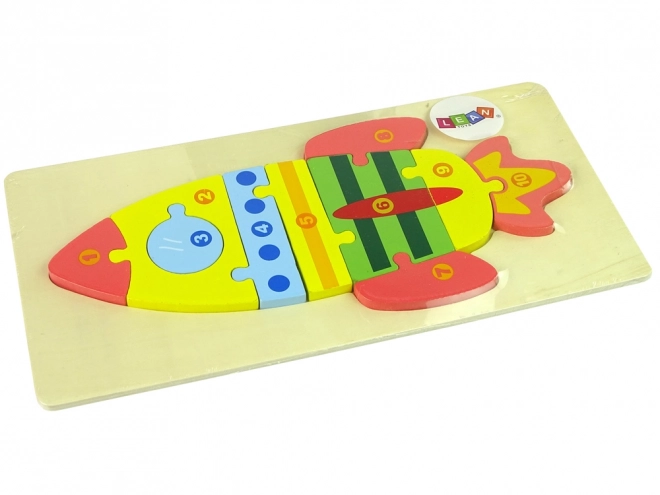 Wooden Number Rocket Puzzle Set