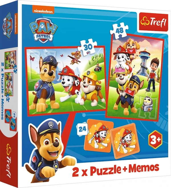 Puzzle and Memory Game Paw Patrol Team in Action