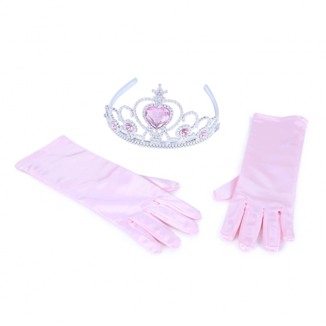 Princess Gloves Set with Tiara - Pink