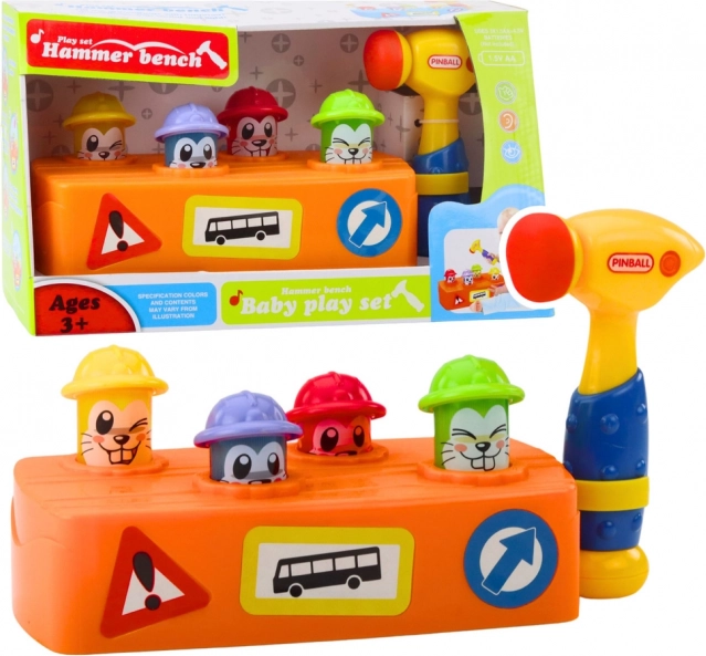 Interactive hammer with light-up moles – building fun for kids