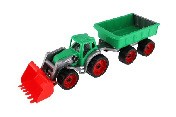 Colorful Tractor with Trailer and Bucket