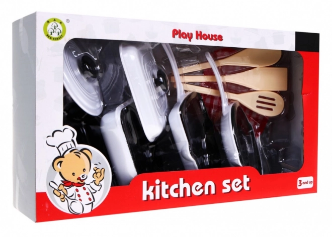 10-piece Cookware Set for Little Chef Red Cooking Playset with Accessories