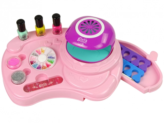 Nail Art Set with Lamp and Stickers for Kids