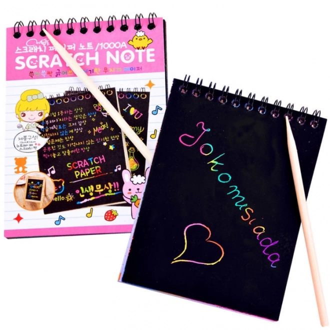 Rainbow Scratch Art Notepad with Stylus – pink