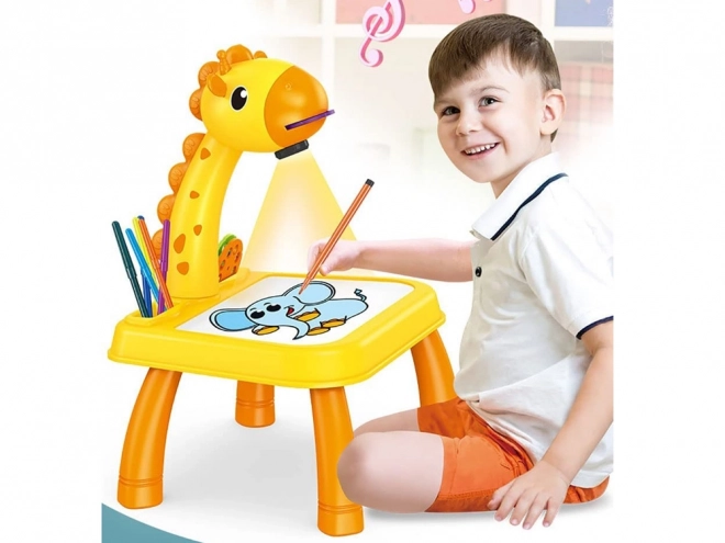 Cute Giraffe Projector and Drawing Set – Yellow