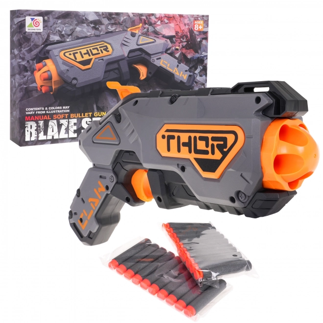 Blaze Storm Manual Gray Toy Gun with Safe Darts for Kids 8+