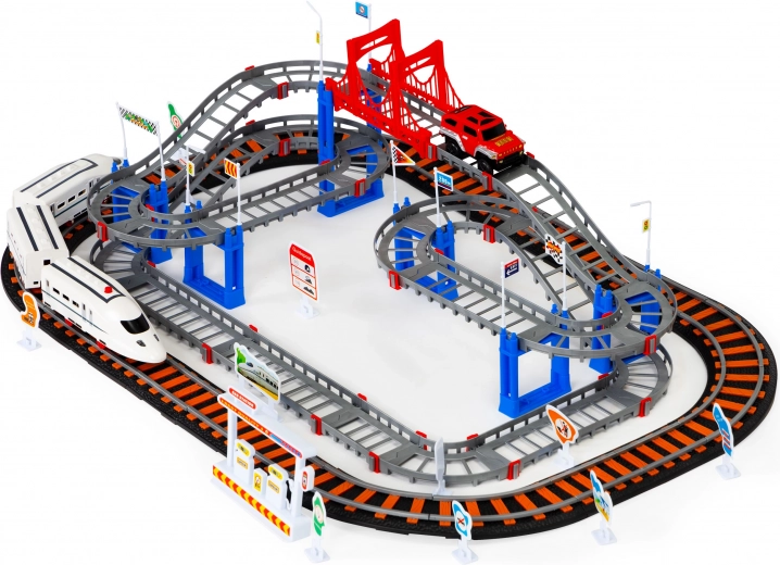 Multi-level tracks, bridge, and ramps