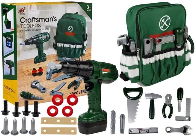 Large Handyman Set for Kids with Interactive Drill and Backpack