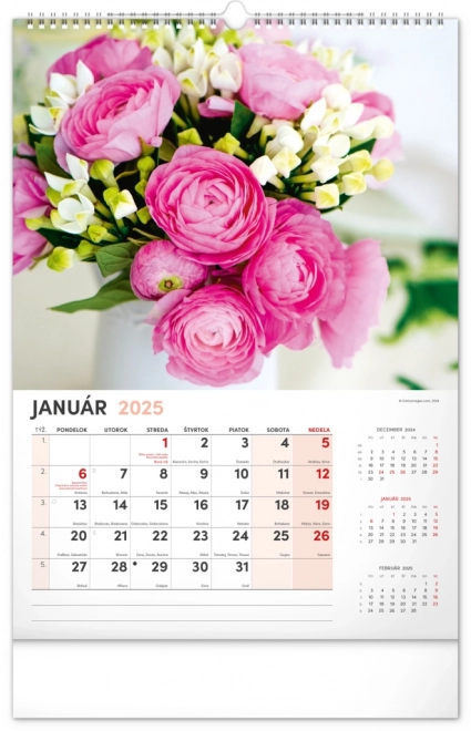 Wall Calendar Flowers 2025