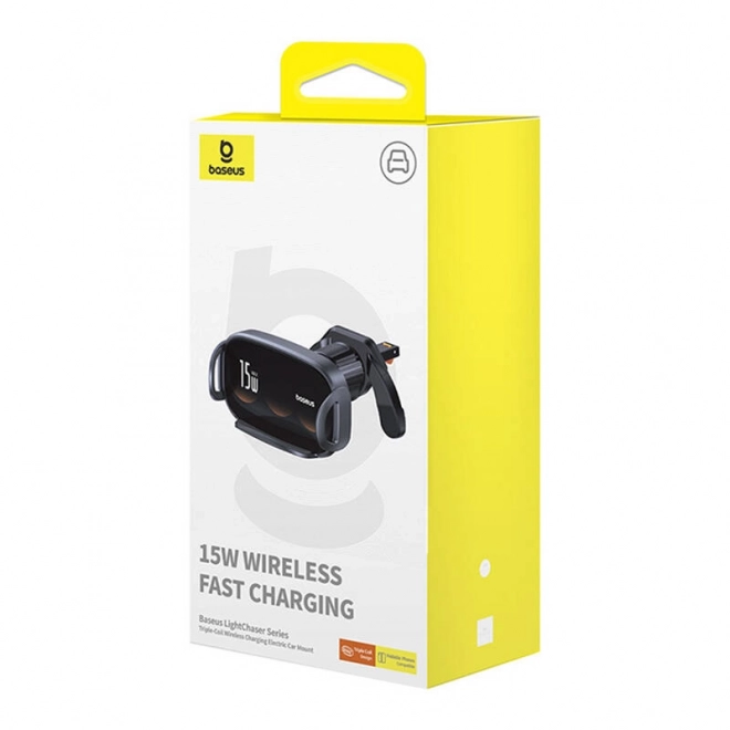 Supporto per auto con caricatore wireless Baseus LightChaser nero