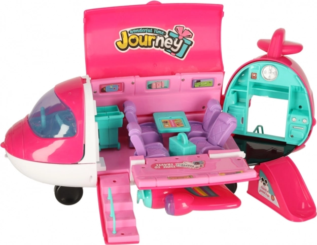 Aereo per bambole 2 in 1 con accessori rosa