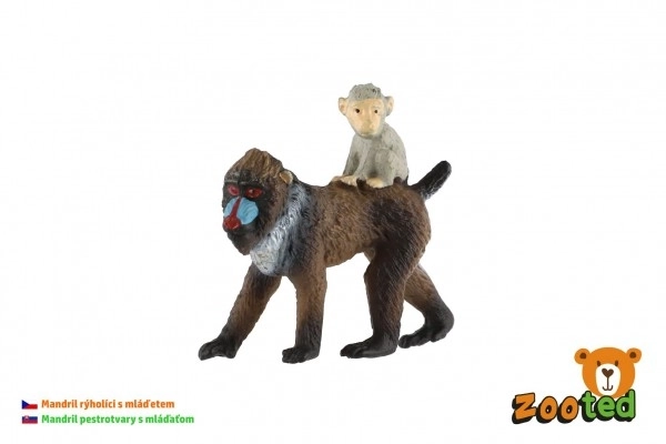 Mandrill Figurine with Baby