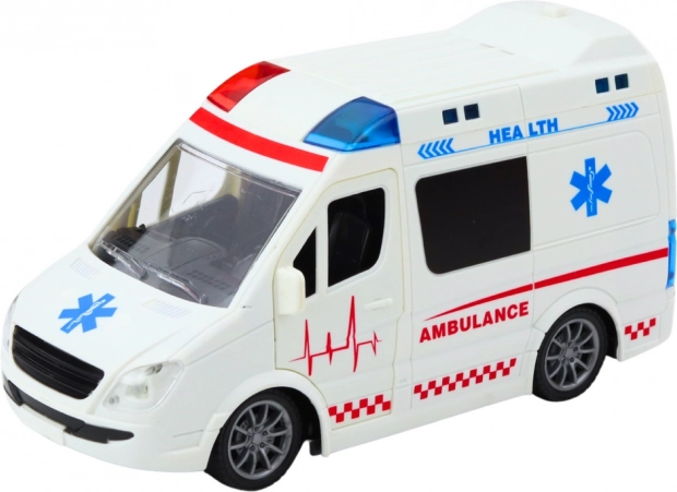 Ambulanza di salvataggio a telecomando con luci e suoni 1:20 bianco