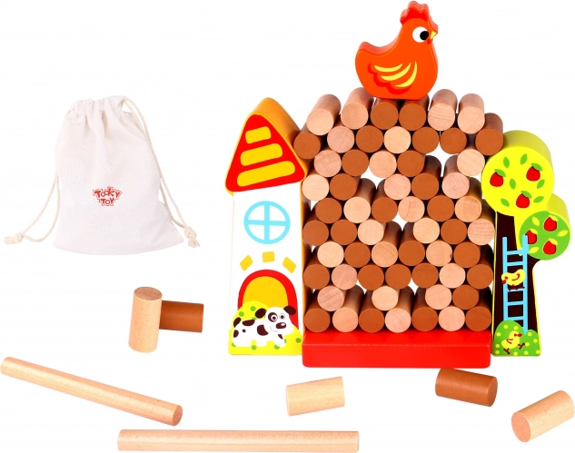 Tooky Toy Dřevěná Hra Spadni Kura Farma