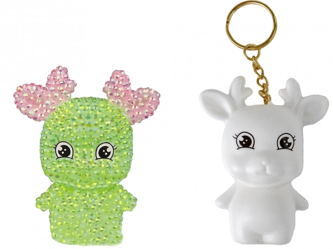 Diy Diamond Green Reindeer 3D Keychain Kit