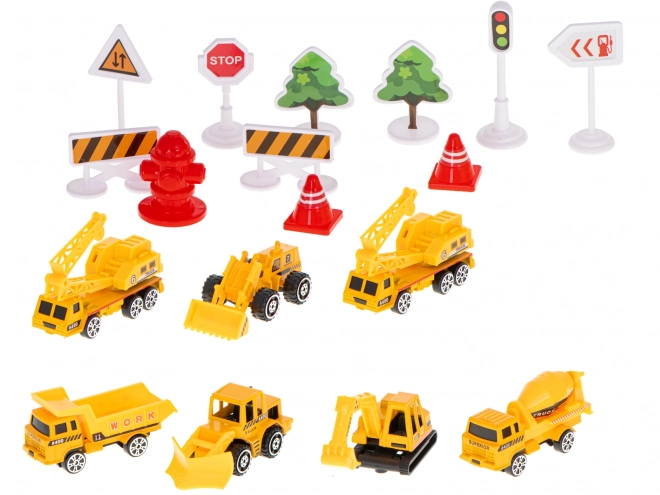 Airplane Transporter with Construction Vehicles Set