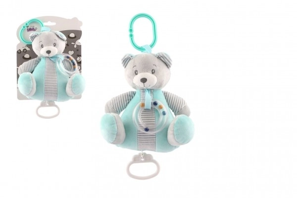 Wind-Up Music Box Plush Bear 18x17cm Green on Card in Bag 0+