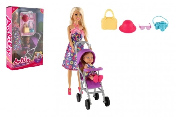 Anlily Mother Doll with Baby and Stroller Set