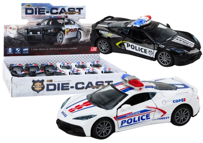 Metal Police Car Toy with Pull Back Mechanism 1:32 Scale