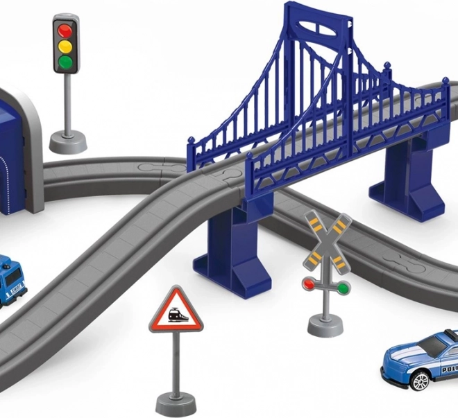 Set Treno Elettrico Con Auto Elicottero 92 Pezzi