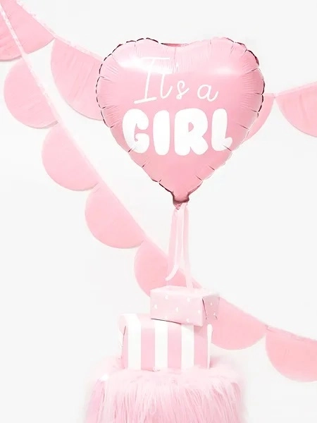 Foil Balloon Heart It's a Girl Pink 48cm