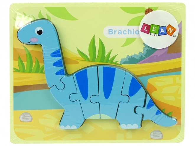 Blue Wooden Dinosaur Puzzle Brachiosaurus