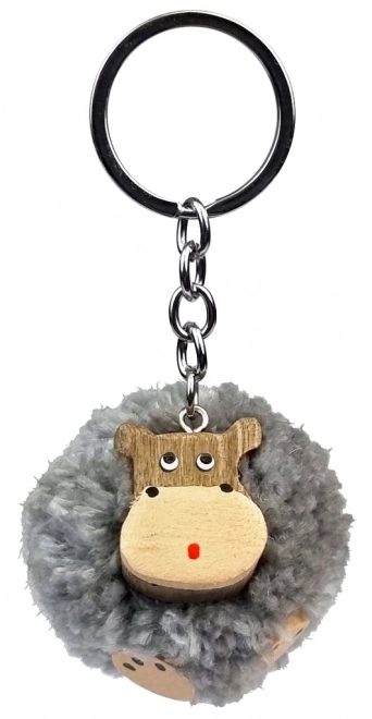 Wooden Keychain Pendant Hippopotamus