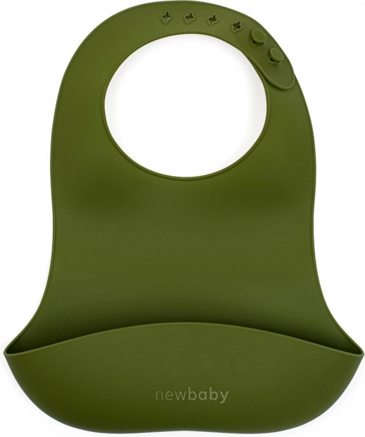 Silikonski slinček New Baby olivno zelen