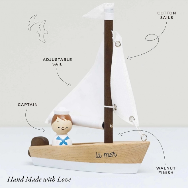 Le Toy Van wooden sailboat with captain