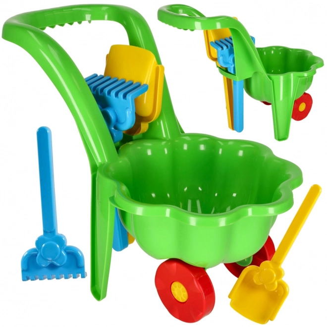 Green Garden Wheelbarrow Set for Kids