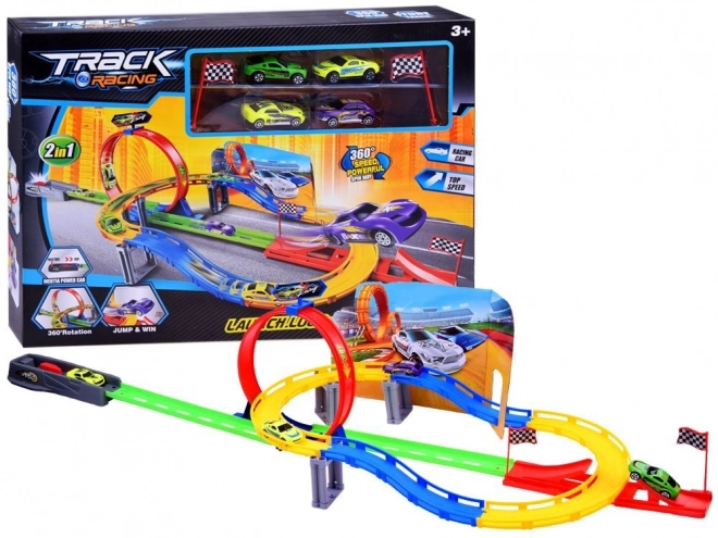 Twisting Racing Track with Launcher and Cars